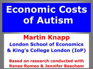 Economic Costs of Autism