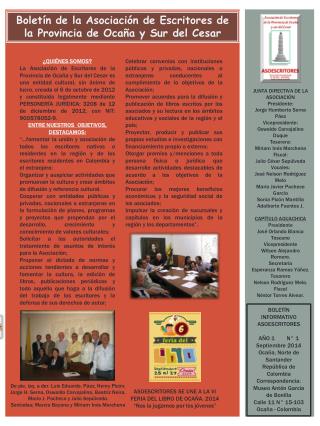 Boletín de la Asociación de Escritores de la Provincia de Ocaña y Sur del Cesar