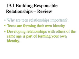 19.1 Building Responsible Relationships – Review