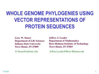 WHOLE GENOME PHYLOGENIES USING VECTOR REPRESENTATIONS OF PROTEIN SEQUENCES