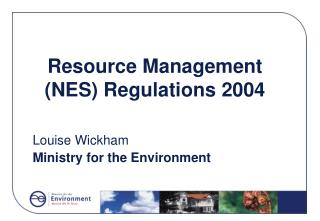 Resource Management (NES) Regulations 2004