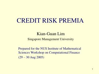 CREDIT RISK PREMIA