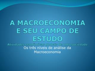 A MACROECONOMIA E SEU CAMPO DE ESTUDO Atividades econômicas globais de uma sociedade