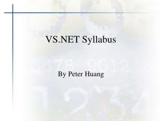 VS.NET Syllabus