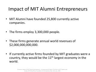 Impact of MIT Alumni Entrepreneurs