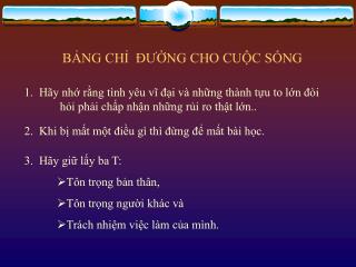 BẢNG CHỈ ĐƯỜNG CHO CUỘC SỐNG