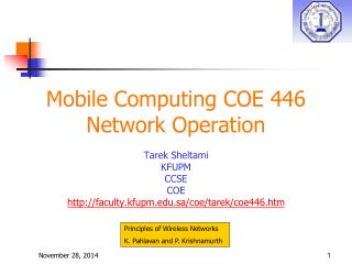 Mobile Computing COE 446 Network Operation