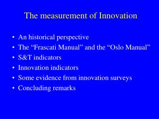 The measurement of Innovation