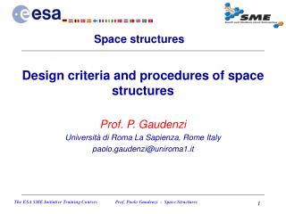Design criteria and procedures of space structures