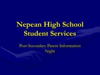Nepean High School Student Services