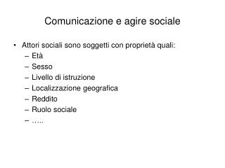 Comunicazione e agire sociale