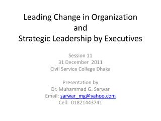 Leading Change in Organization and Strategic Leadership by Executives