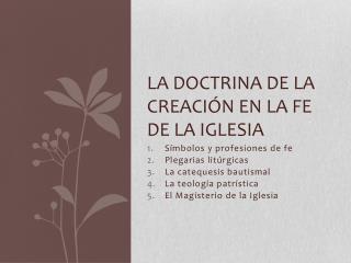 La doctrina de la creación en la fe de la Iglesia