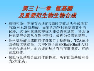 第三十一章 氨基酸 及重要衍生物生物合成