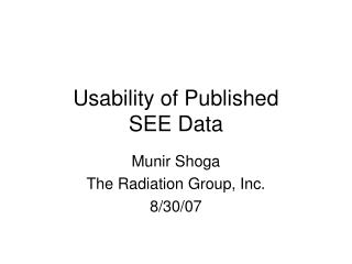 Usability of Published SEE Data