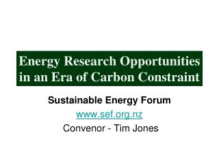 Energy Research Opportunities in an Era of Carbon Constraint