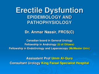 Erectile Dysfuntion EPIDEMIOLOGY AND PATHOPHYSIOLOGY
