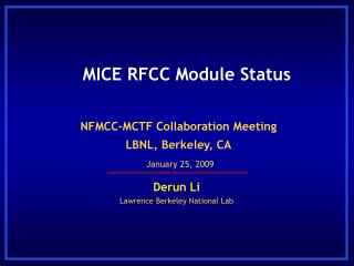 MICE RFCC Module Status