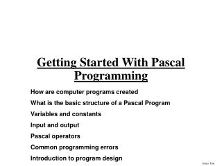 Getting Started With Pascal Programming