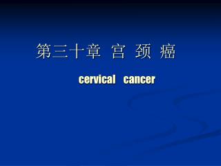 第三十章 宫 颈 癌 cervical cancer