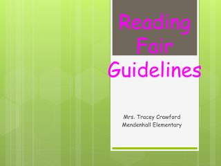 Reading Fair Guidelines