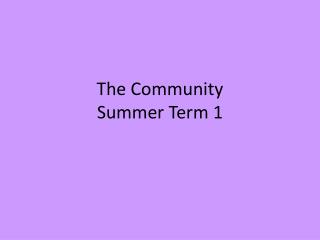 The Community Summer Term 1