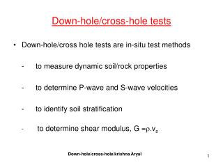 Down-hole/cross-hole tests