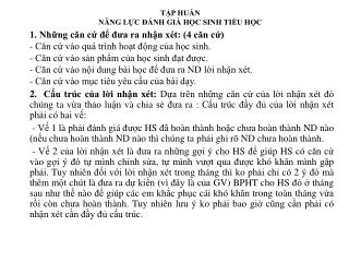 TẬP HUẤN NĂNG LỰC ĐÁNH GIÁ HỌC SINH TIỂU HỌC