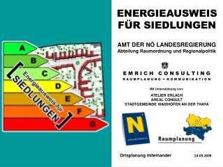 ENERGIEAUSWEIS FÜR SIEDLUNGEN