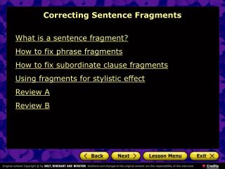 Correcting Sentence Fragments