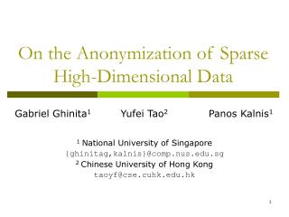 On the Anonymization of Sparse High-Dimensional Data