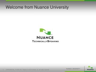 Welcome from Nuance University