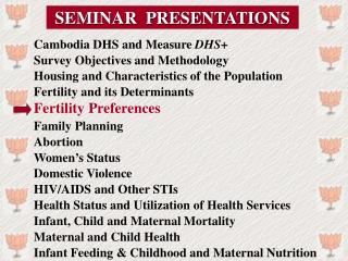 SEMINAR PRESENTATIONS