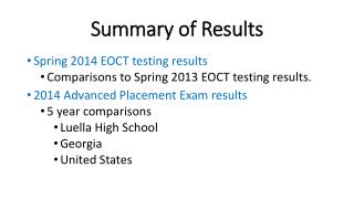 Summary of Results