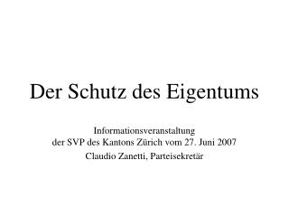 Der Schutz des Eigentums