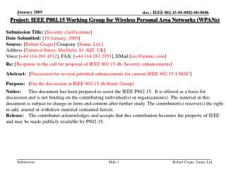 Project: IEEE P802.15 Working Group for Wireless Personal Area Networks (WPANs)