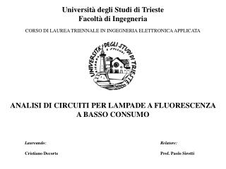 Università degli Studi di Trieste Facoltà di Ingegneria