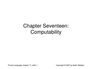 Chapter Seventeen: Computability