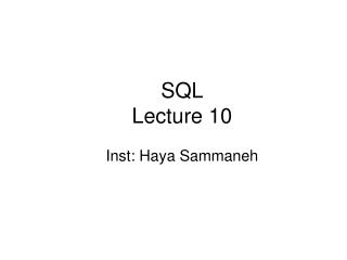 SQL Lecture 10