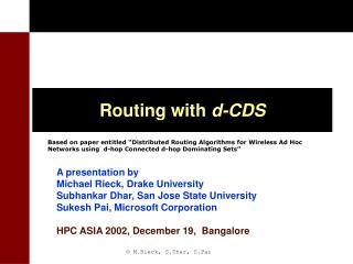 Routing with d-CDS