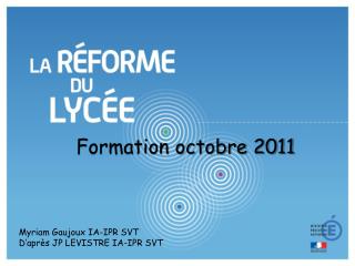 Formation octobre 2011