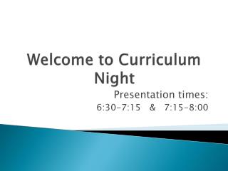 Welcome to Curriculum Night