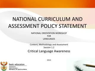 NATIONAL CURRICULUM AND ASSESSMENT POLICY STATEMENT