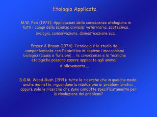 Etologia Applicata