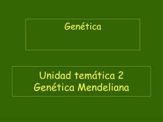 Unidad temática 2 Genética Mendeliana