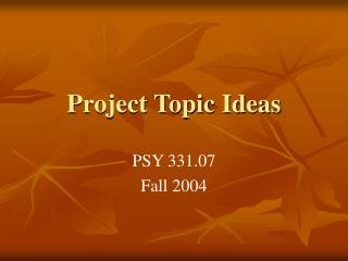 Project Topic Ideas