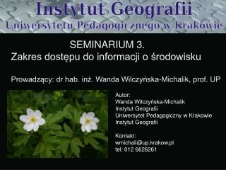 SEMINARIUM 3. Zakres dostępu do informacji o środowisku