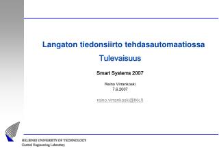 Langaton tiedonsiirto tehdasautomaatiossa