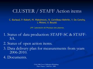 CLUSTER / STAFF Action items