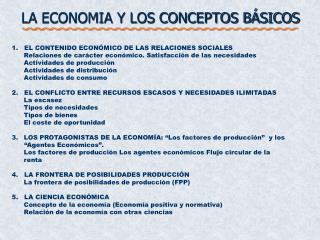 LA ECONOMIA Y LOS CONCEPTOS BÁSICOS